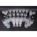 A collection of cut glass glasses to include wine, sherry, tumblers, etc (35)