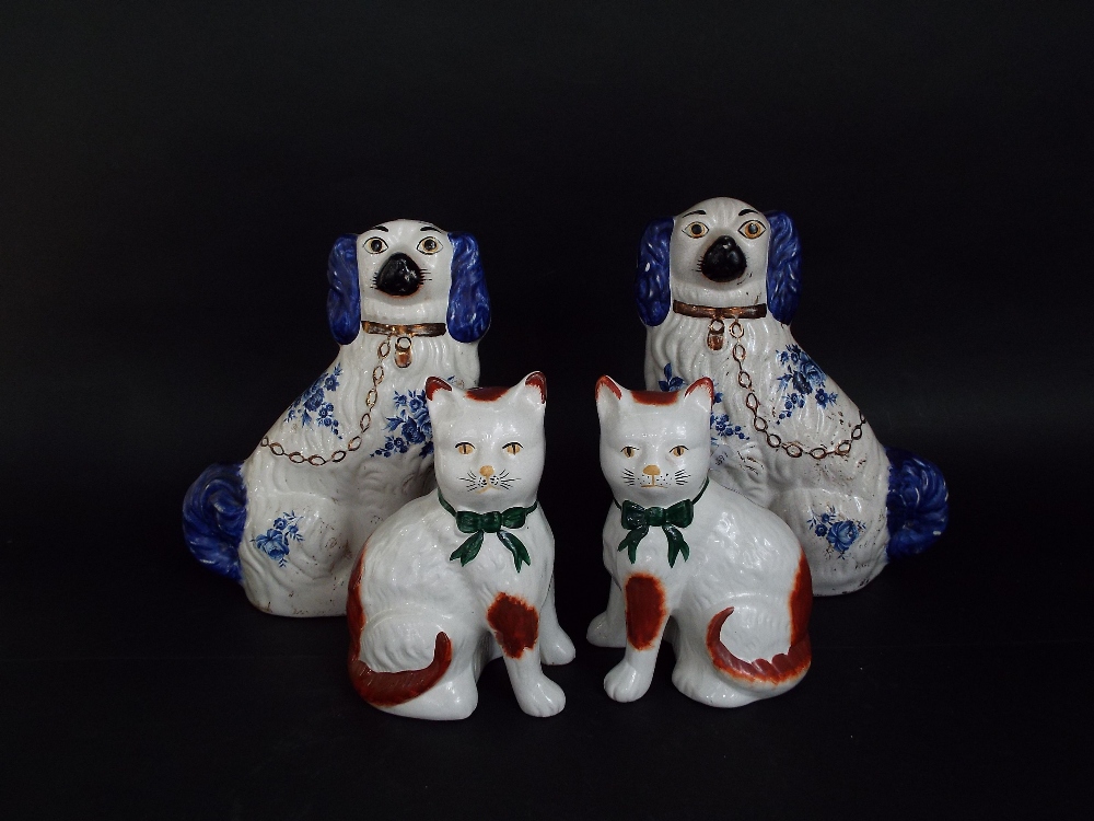 A substantial hollow moulded pottery model of a long haired white cat in seated pose, 56 cm approx - Image 2 of 3