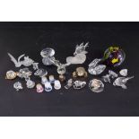 A collection of mainly Swarovski crystal animals together with a small quantity of thimbles, a