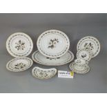 A quantity of Royal Worcester Bernina pattern dinnerwares including two graduated oval meat