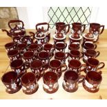 A quantity of reproduction bargeware items in the 19th century style including a kettle and stand