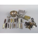 A mixed miscellaneous lot to include a silver pedestal bowl, 2.5oz approx; together with a