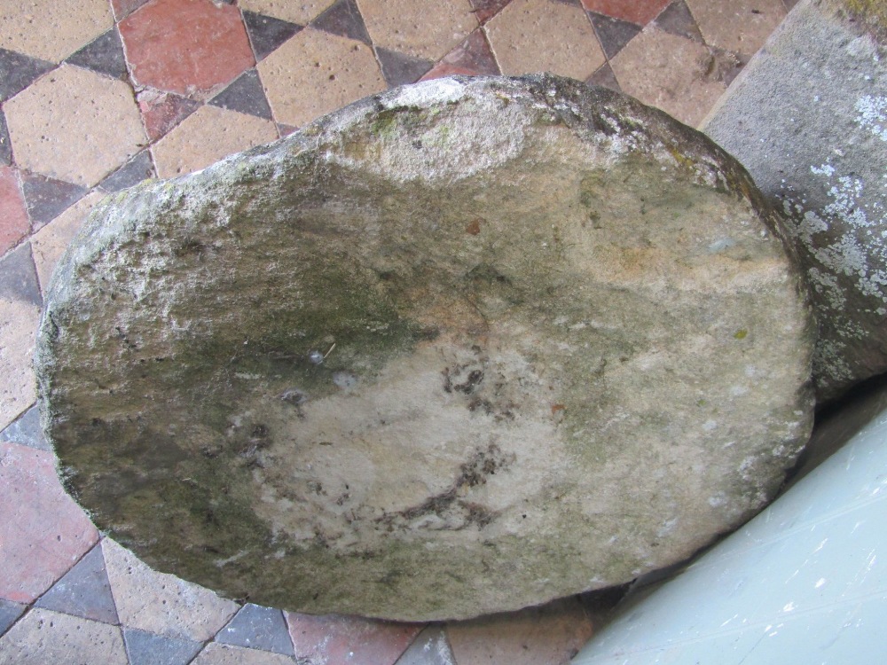 A weathered natural stone staddlestone cap, 60cm diameter approx - Image 2 of 2