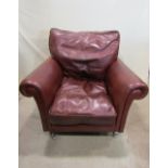 A Laura Ashley 'Wessex' traditional armchair deep seated with rolled arms and loose cushions raised