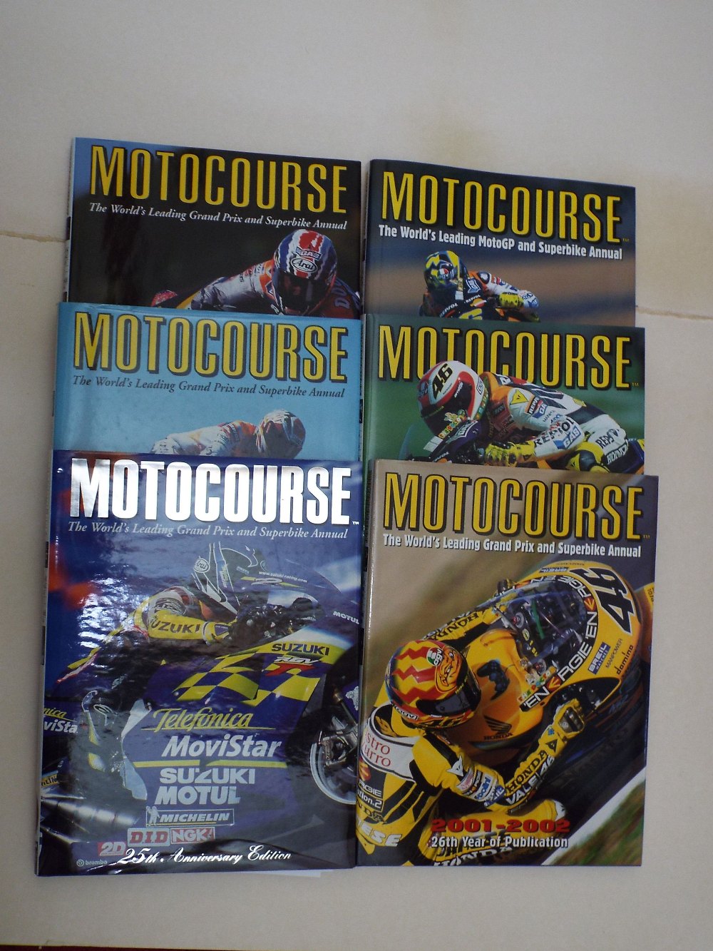 Six volumes Moto Course annual 1998 through to 2005/6, the 25th Anniversary edition of Moto Course