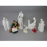 Four Royal Doulton white glazed figure groups from the Images series - Sisters HN3018, Wedding Day