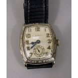 1920s/30s gent's Elgin silver dress watch, the shaped dial with Arabic numerals and subsidiary