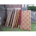 A 19th century mahogany and oak framed four poster bedstead, the turned mahogany posts and fluted