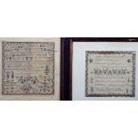 A late 18th century needlework sampler by Ann Evens, dated 1789, 33 x 32.5 cm, together with a
