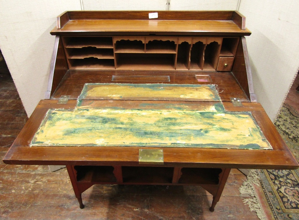 A late 19th century walnut ladies writing desk, the fall flap with panelled detail over a kneehole - Image 2 of 3