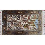 Good quality Persian silk Tree of Life prayer mat size rug decorated with birds and beasts amidst