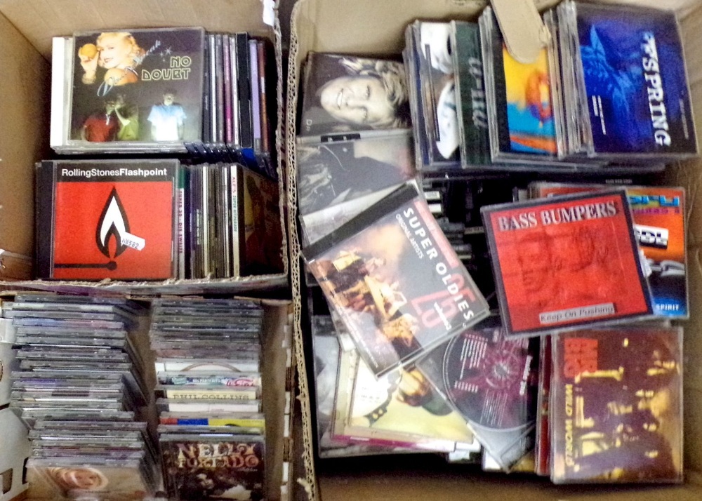 Three boxes containing in excess of 250 mixed cd's including rock, soul, indy, etc, including