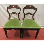 A good set of eight Regency mahogany dining chairs with acanthus, C scroll and other detail, with