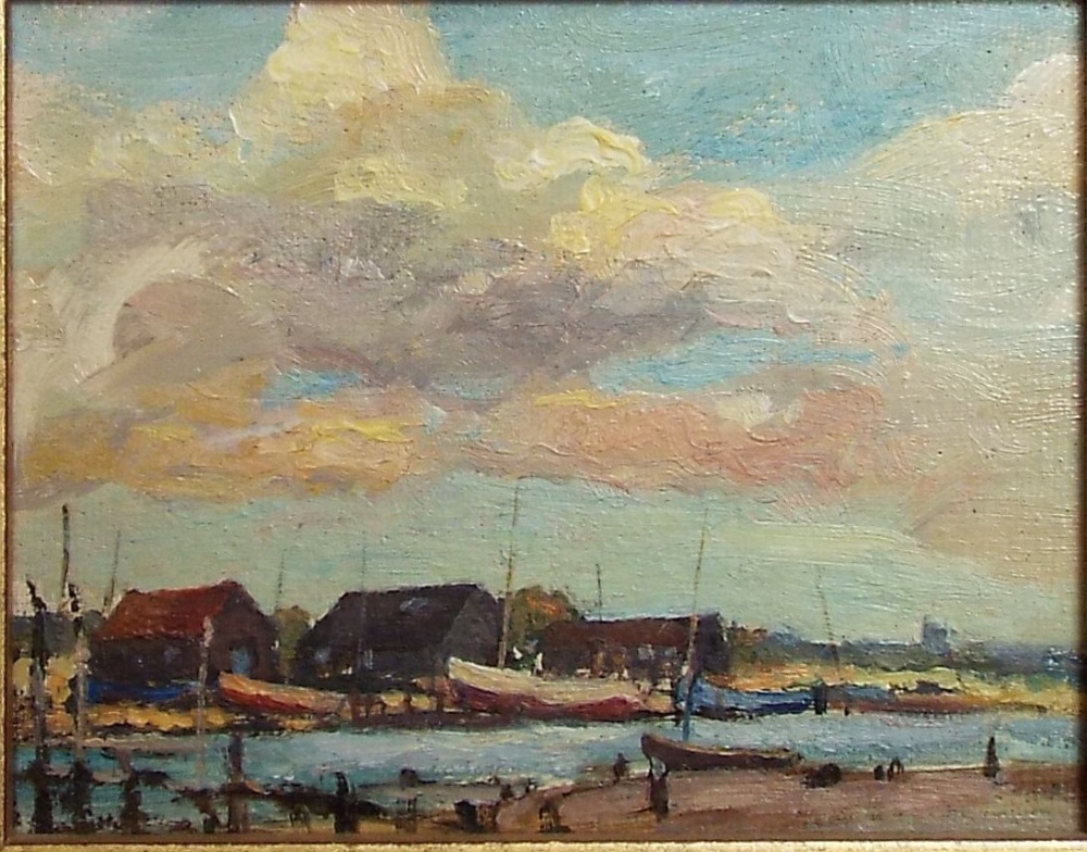 M McGreevy (20th century) - Walberswick, Suffolk, oil on board, 10 x 13 cm, signed verso and with