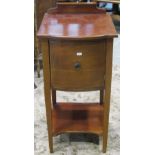An inlaid Edwardian mahogany bow fronted bedside cupboard or lamp table with boxwood stringing,