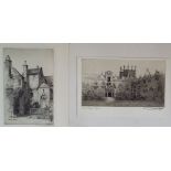 A collection of 19th century and later black and white etchings, artists including R L Armitage, E