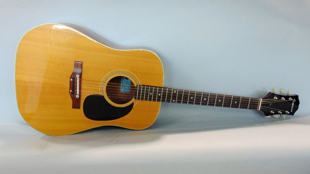 Good quality vintage Epiphone acoustic guitar, style 6730E and number 010316, hard cased