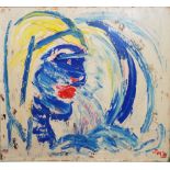 20th century school, abstract style study of a female profile, oil on canvas, signed with initials