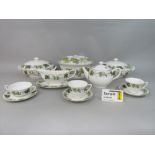 A collection of Royal Worcester Hop Mathon pattern dinner and teawares including three tureens and