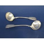 Pair of Victorian silver fiddle pattern sauce ladles, maker H H, London 1853, 4oz approx (2)