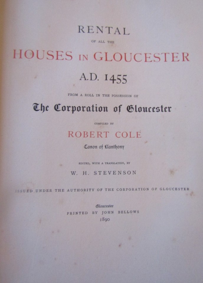 COLE Robert - Rental of all the houses in Gloucester AD1455, printed by John Bellows Limited, - Image 2 of 5