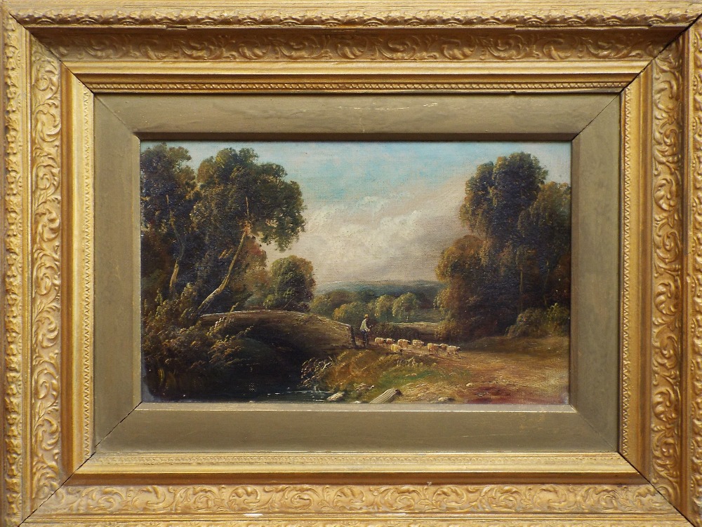 19th century British school - a pair of landscape studies including a shepherd and his flock, cattle - Image 2 of 4