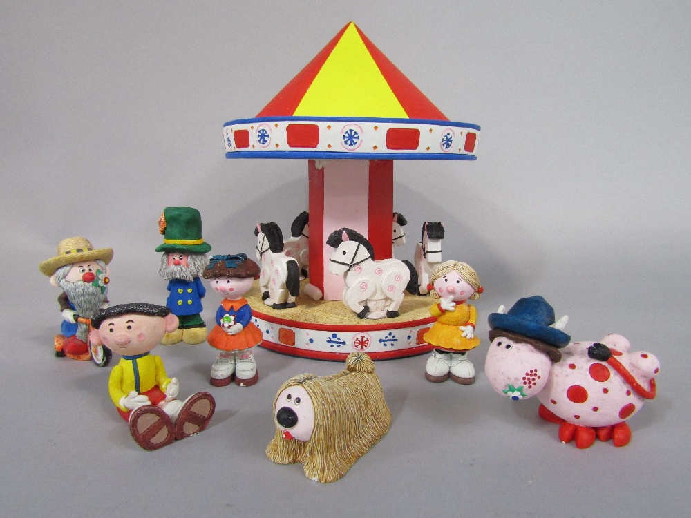 Sugar Lump Studio Magic Roundabout set comprising the roundabout, Mr Rusty, Ermintrude, Basil,