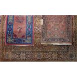 Eastern machine made carpet decorated with panels of foliage upon a mustard ground, 300 x 200 cm;