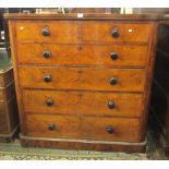 A good quality mahogany and figured mahogany chest of four long and two short drawers with rounded