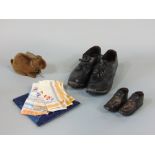 Pair of 19th century clogs with lace fastening, and with Referns rubber irons nailed to the wooden