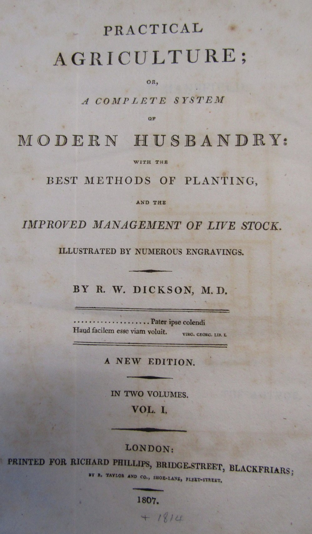 DICKSON Richard Watson - Practical Agriculture or A Complete System of Modern Husbandry 1807, two - Image 4 of 10