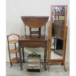 One lot of miscellaneous small furniture, etc to include an oak occasional or side table of