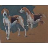 Phillip Sanders - (British B 1938) - A study of two hounds, gouache on paper, signed and inscribed