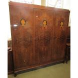 A good quality 1920s five piece walnut bedroom suite with decorative well matched veneers and inlaid