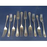 Set of six 1940s silver Old English dessert forks, maker DS Ltd, Sheffield 1941, together with a set