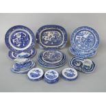 A collection of late 19th century blue and white printed child's miniature dinnerwares with