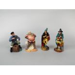 Four Royal Doulton figures comprising The Mask Seller HN2103, The Pied Piper HN2102, Falstaff HN2054