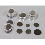20 Ancient Roman coins, two silver Benarius, one with the mark of Mark Antony, 10th Legion, the