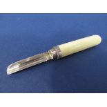 George III silver and ivory apple corer, with screw adjustable blade, maker IT, Birmingham 1801,