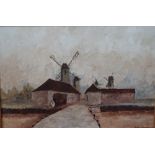 20th century school - study of windmills, oil on board, indistinctly signed, 50 x 75.5 cm, framed