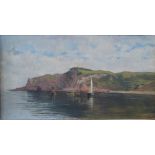 Pye ? (late 19th/early 20th century British school) - Lulworth - coastal scene with fishing boats,