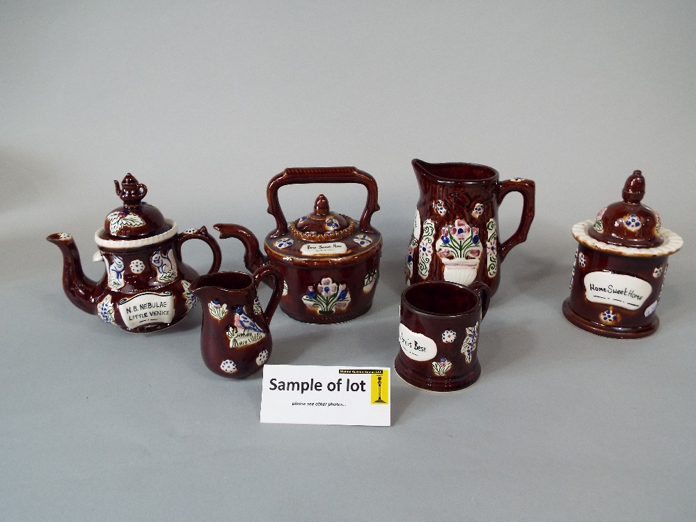 A quantity of reproduction bargeware items in the 19th century style including a kettle and stand - Image 3 of 3