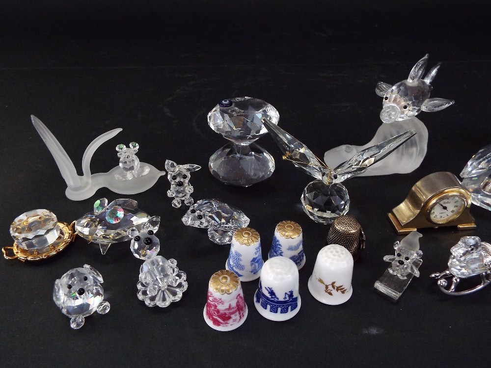 A collection of mainly Swarovski crystal animals together with a small quantity of thimbles, a - Image 2 of 4