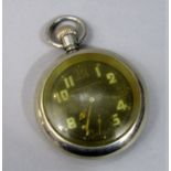 Grimshaw, Baxter & J.J Elliott Ltd military pocket watch, the black dial with Arabic numerals and