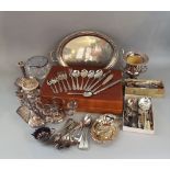 1970s canteen of fancy handled cutlery together with a large collection of silver plated items to