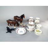 Two Beswick models of shire horses together with a small collection of Royal Doulton Brambly Hedge