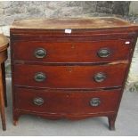 A small Georgian bow fronted caddy top bedroom chest with broad satinwood crossbanding over a