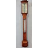 Late 19th/early 20th century oak stick barometer/thermometer by G F Eve of London, 96cm long
