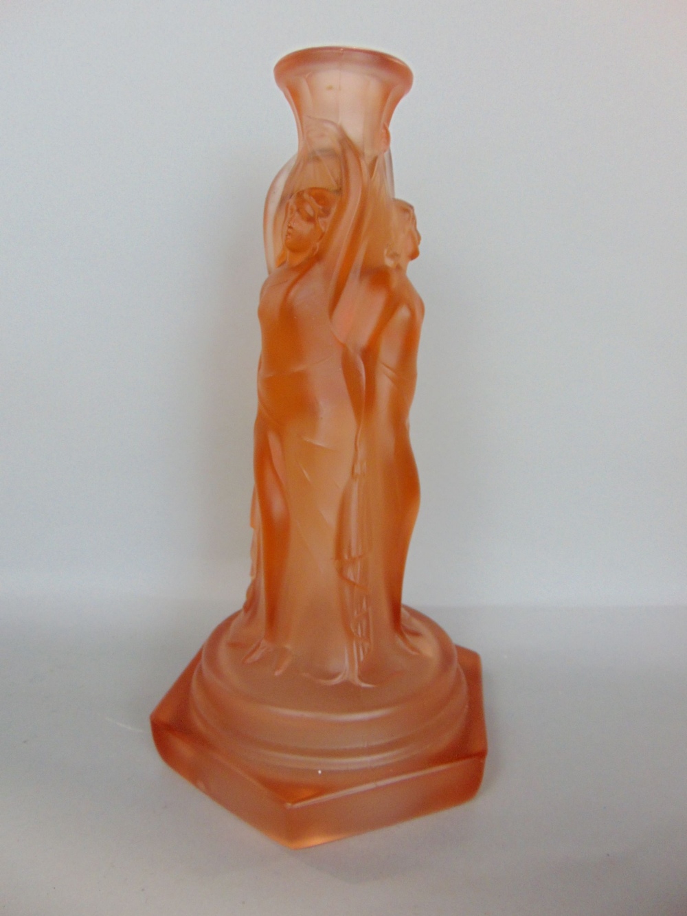 Four Art Deco glass centre pieces to include a pair of Three Graces on rocks figurine by Walther & - Image 2 of 2