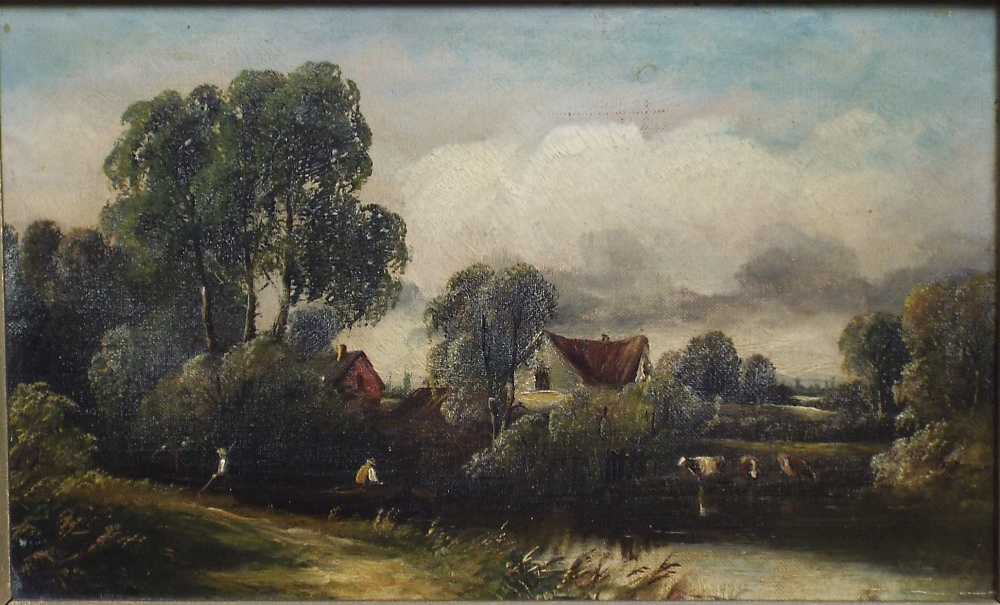 19th century British school - a pair of landscape studies including a shepherd and his flock, cattle - Image 4 of 4